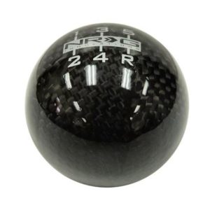 NRG BLACK CARBON FIBER HEAVY 5 SPEED BALL TYPE STYLE SHIFT KNOB W/ LOGO – UNIVERSAL