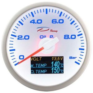 DEPO RACING 4in1 LADEDRUCK/ÖLDRUCK/ÖLTEMPERATUR/BATERIE ANZEIGE BOOST GAUGE 60mm